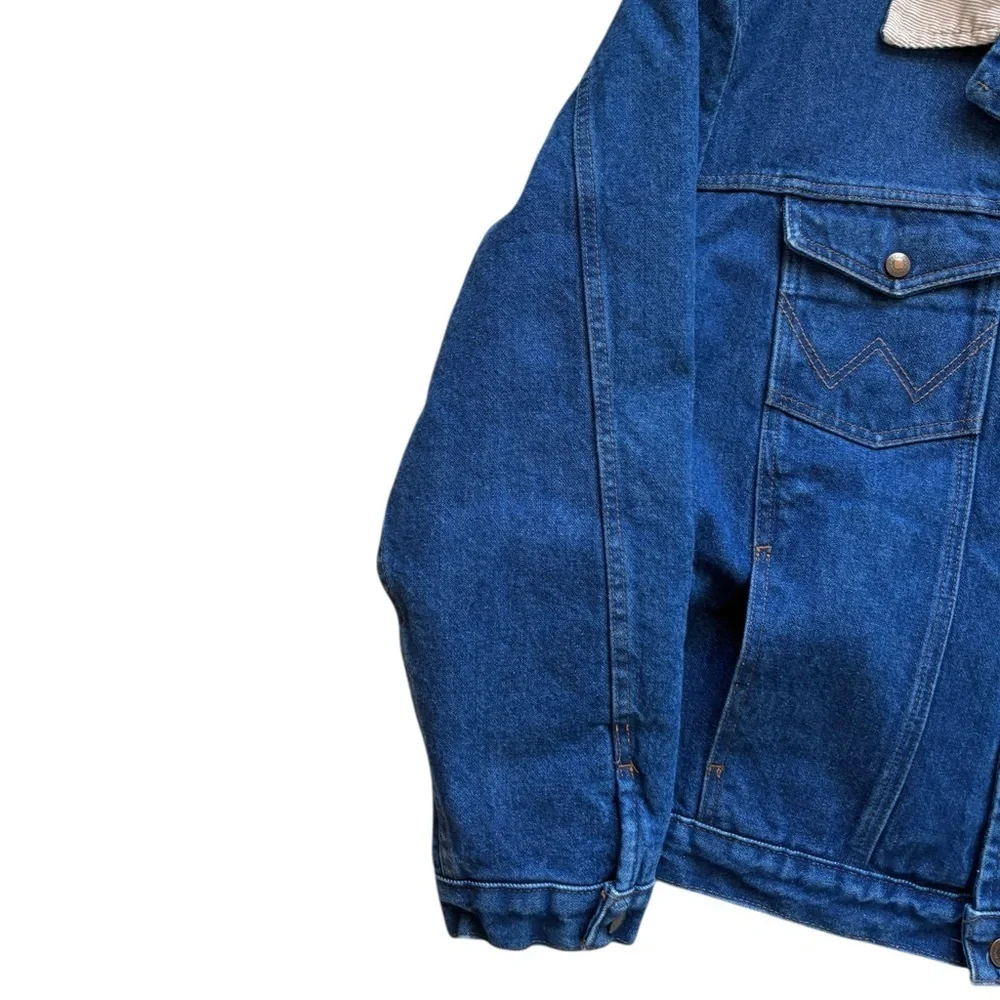 Wrangler Blanket Lined Corduroy Collar Denim Jacket Size 48 / XL - Picture 4 of 8